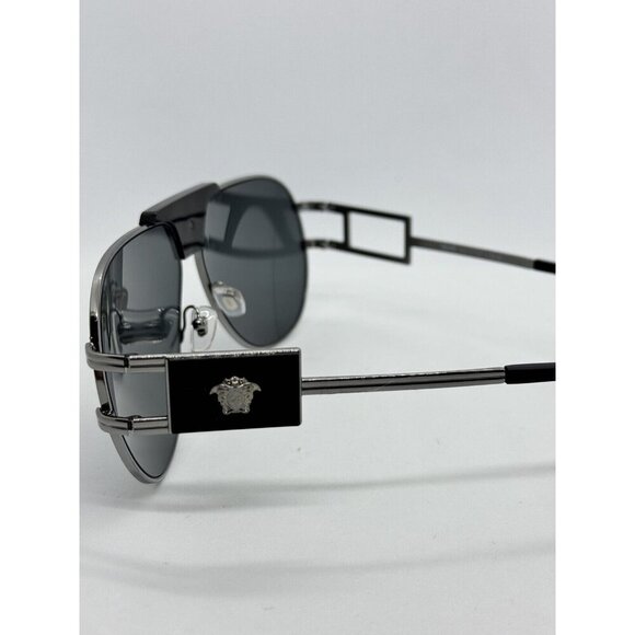 VERSACE aviator pilot men\'s sunglasses  - Black/Silver  63mm Model 2252 (Used) main image 7
